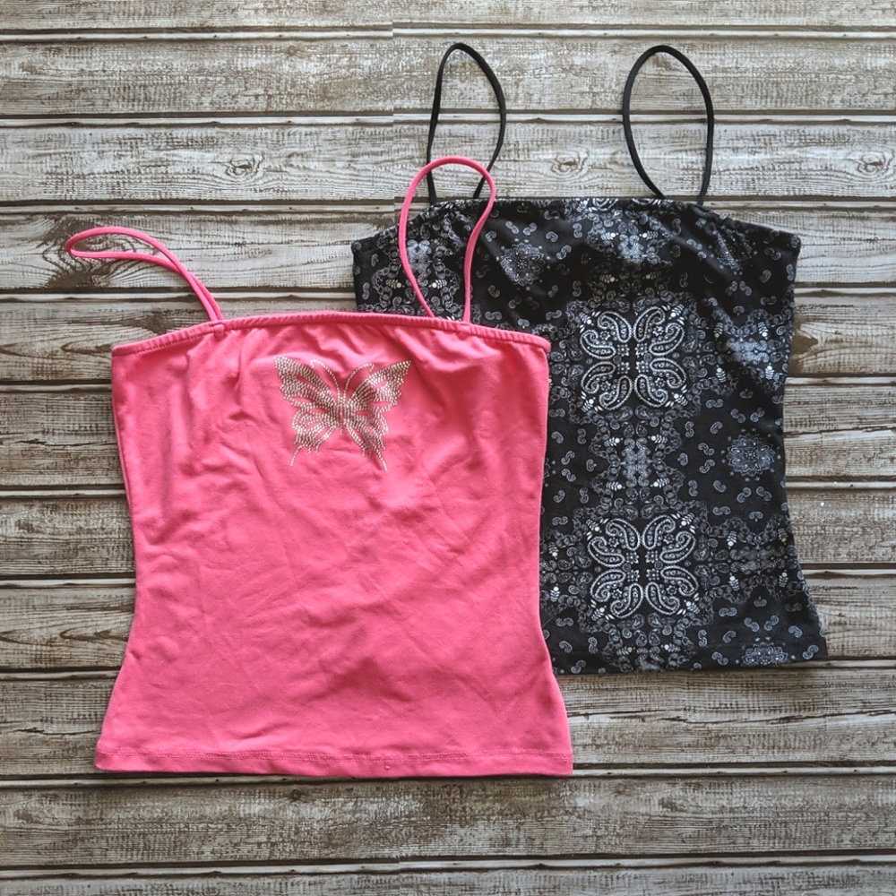 Y2K Butterfly & Paisley Crop Cami (Lot of 2)